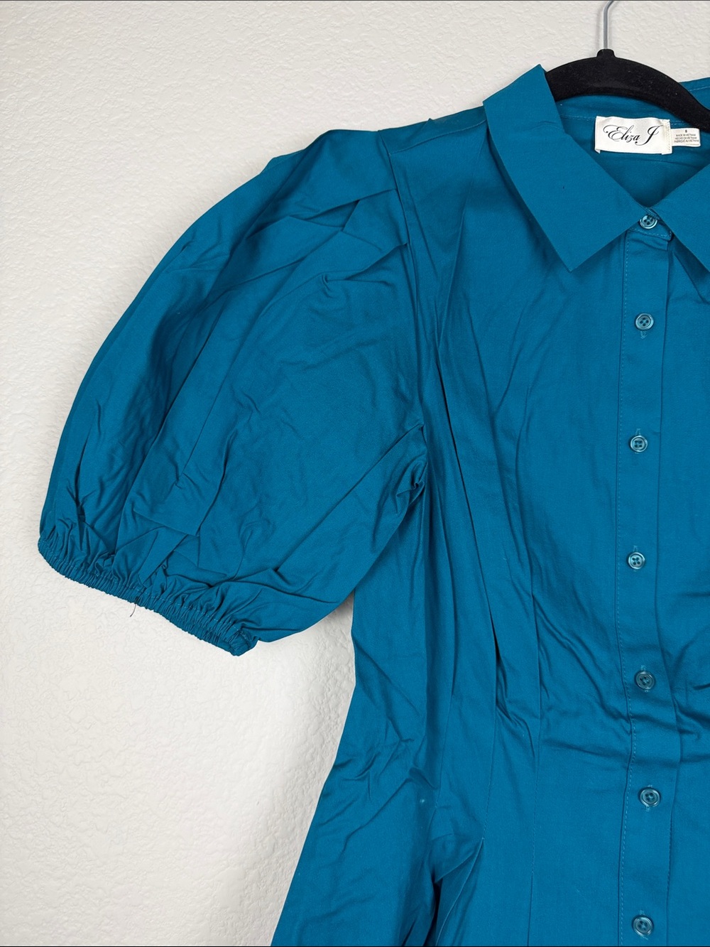 Eliza J teal button front dress - Picture 4 of 7